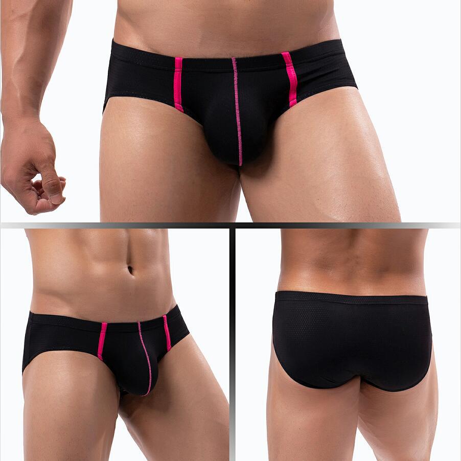 Men's Low Waist Ice Silk Mesh Briefs Swim Trunks (E-093) - Japanese, Korean, European & American Styles