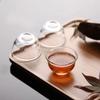 6Pcs/Lot Heat-Resistant Transparent Single Layer Glass Small Kung Fu Tea Cup Set 35ml Magnolia Cups Travel Tea Set