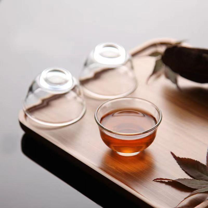 6Pcs/Lot Heat-Resistant Transparent Single Layer Glass Small Kung Fu Tea Cup Set 35ml Magnolia Cups Travel Tea Set