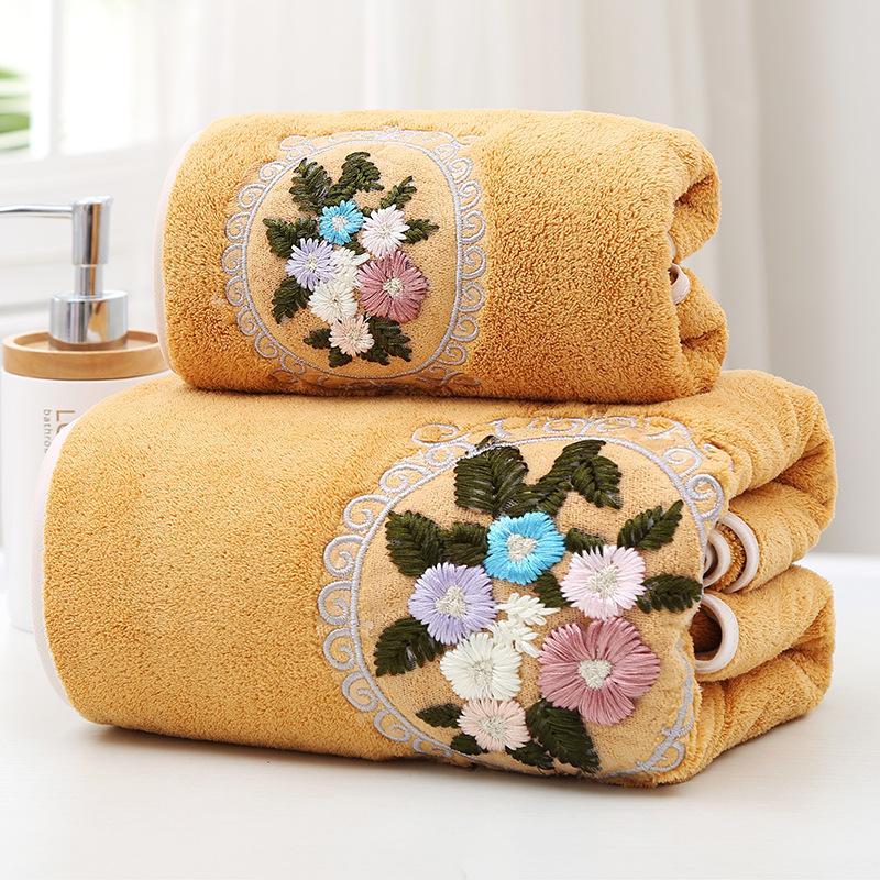 Floral Towel Soft and Absorbent Household Bath Towel, Bathroom Bath Towel, Face Towel, Washcloth,  Bathing, Seaside Bath Towel