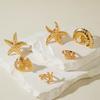 Accessories, Holiday Style Starfish Pearl Ring Set Open Scallop Metal Ring Ring Women