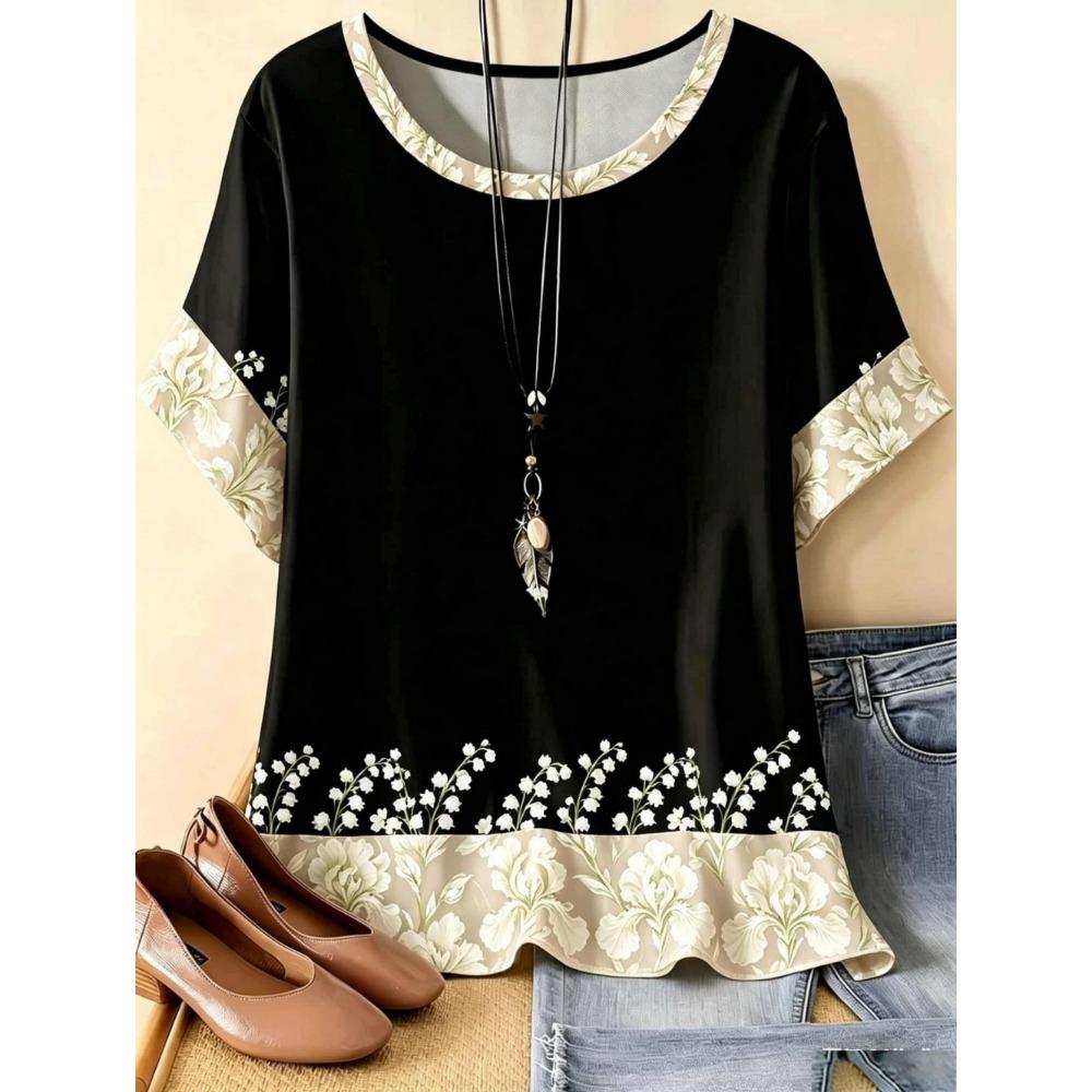Vintage Paisley Graphics Women's Short Sleeve T-Shirt Ethnic Style O-Neck 3D Printed Top Tees Summer Loose Women's Clothing