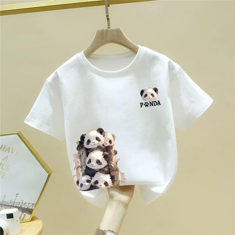Summer Kids Cotton Short Sleeve T Shirt Cute Cat Print Boys Girls Half Sleeve Top
