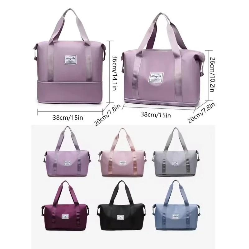 Carry On Travel Duffle Bag Nylon Waterproof Sports Gym Tote Bags for Women Large Capacity Storage Luggage Handbag