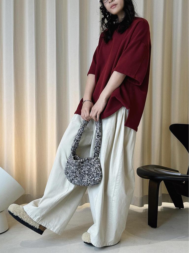 Louvre Spring Japanese Retro High-Density Cocoon-Shaped Wide-Leg Slimming Casual Pants for Women
