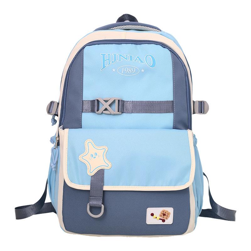 Winter New Contrasting Color Backpack Large Capacity Lightweight Fashion Burden Reduction Versatile School Bag Design Sense Student Backpack