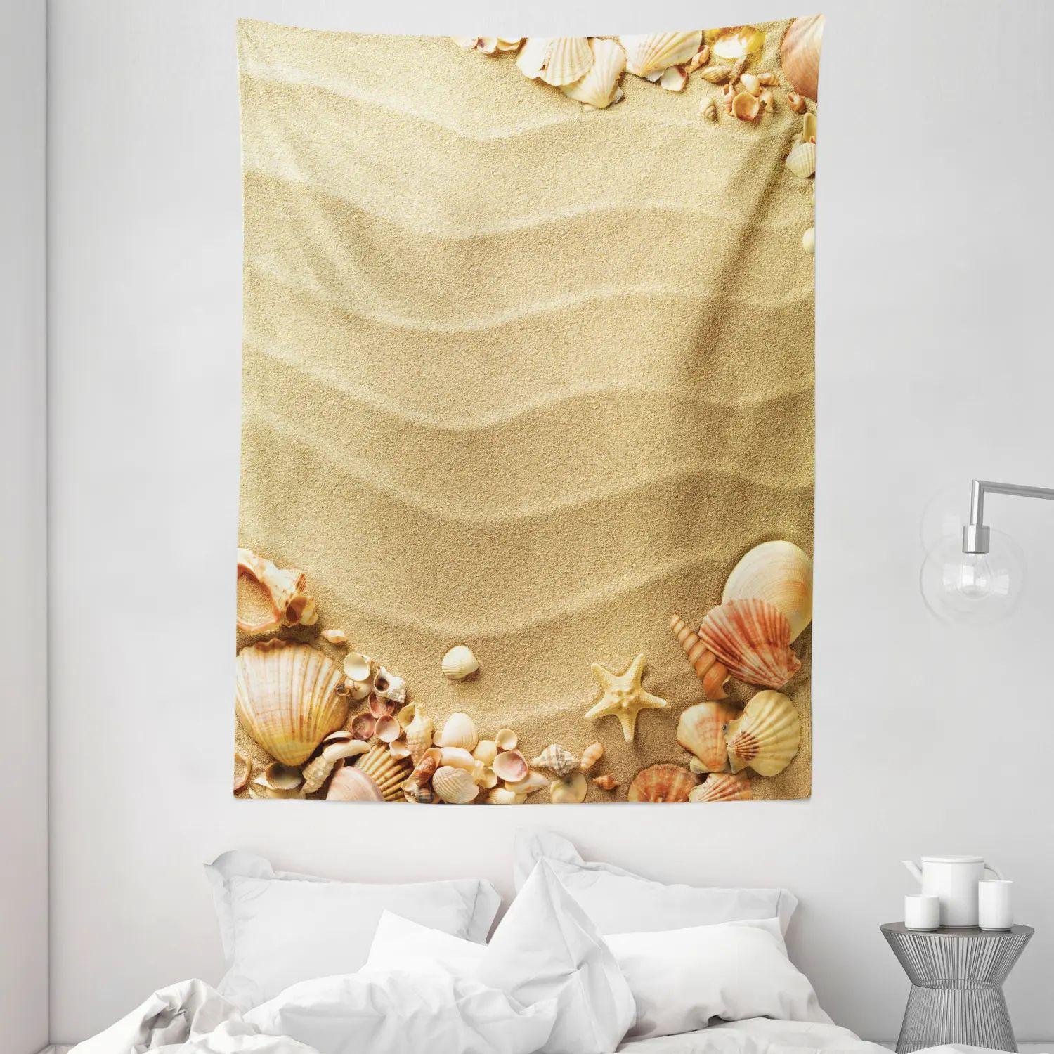 Tapestry of beach sand with seashells 75x100 чёрный