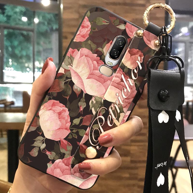 Fashion Design Dirt-resistant Phone Case For OnePlus 6/1+6 Kickstand Protective Silicone Anti-dust Ring Durable Flower