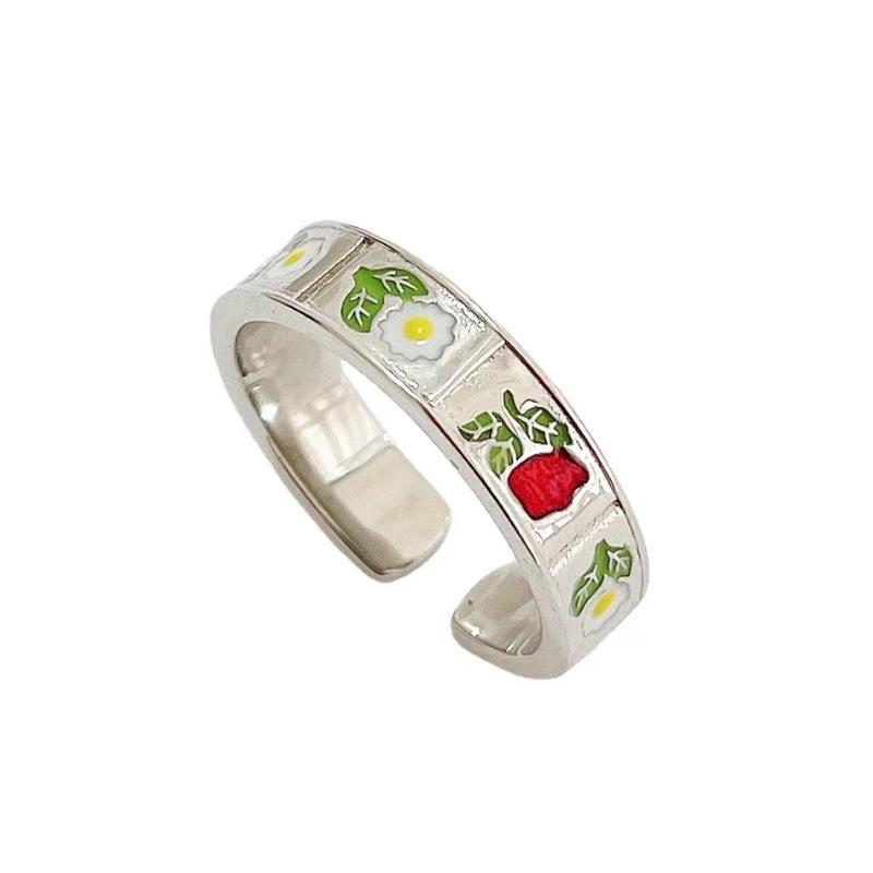 Beautifully Crafted Adjustable Daisy Rose Dripping Glaze Ring For Women With Trendy Design