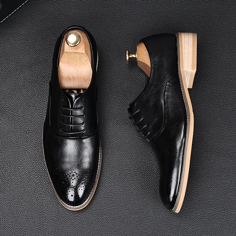 Fashion New Fashion Men's Dress Leather Shoes Male Designer Black White Lace Up Oxfords Wedding Prom Homecoming Footwear Zapatos Hombre