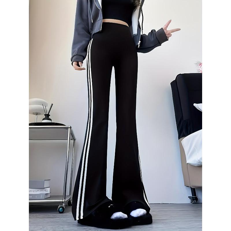 

Women s Versatile Side Stripe Sport Flared Pants - Spring/Autumn Loose Wide-Leg Casual Trousers XXL