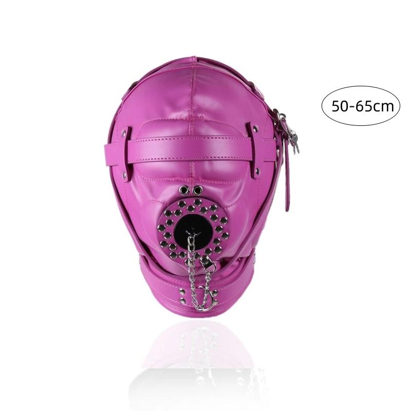 

Чорна Фетиш Косплей Шкіряна ПУ Маска-Капюшон на Все Обличчя Панк Стиль Маска з Патентної Шкіри для Жінки Чоловіка Хелловін Вечірка Таємнича Маска рожевий червоний колір