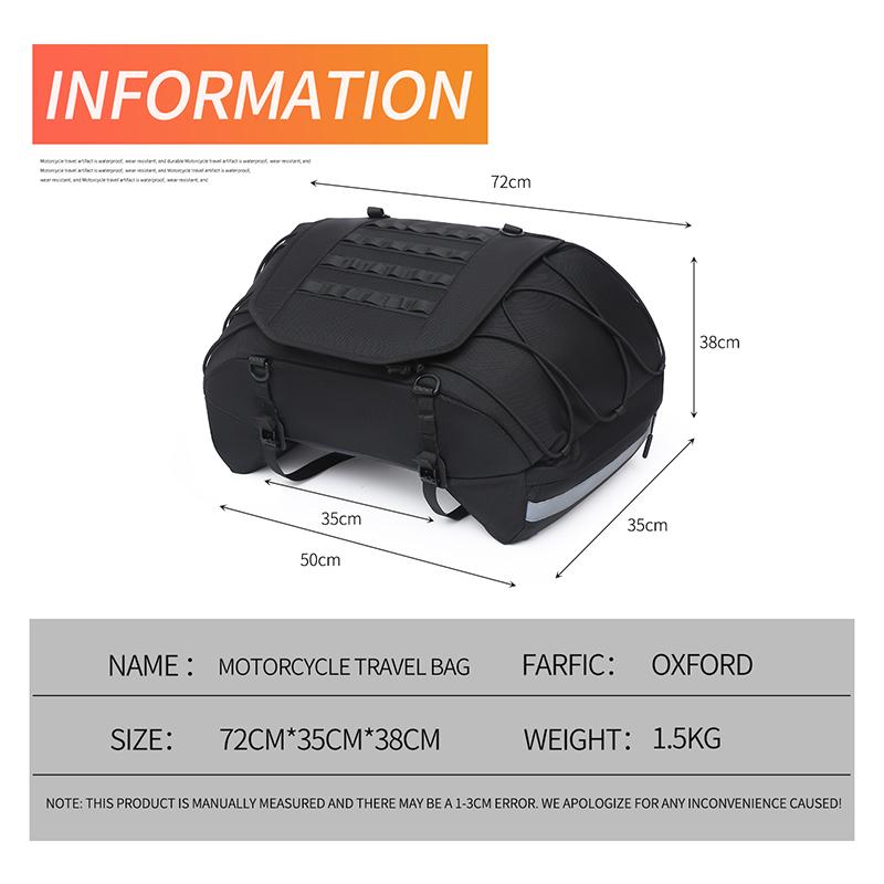 56-75L Motorcycle Waterproof Tail Bag Travel Outdoor Dry Luggage Roll Pack Bag Motorbike Luggage Backpack Motorcycle Seat Bag