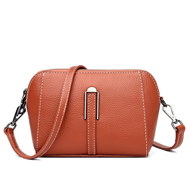 Leather Women's Bag First Layer Cowhide Mother Bag New Trendy Fashion Shoulder Messenger Bag Shell Bag Small Bag