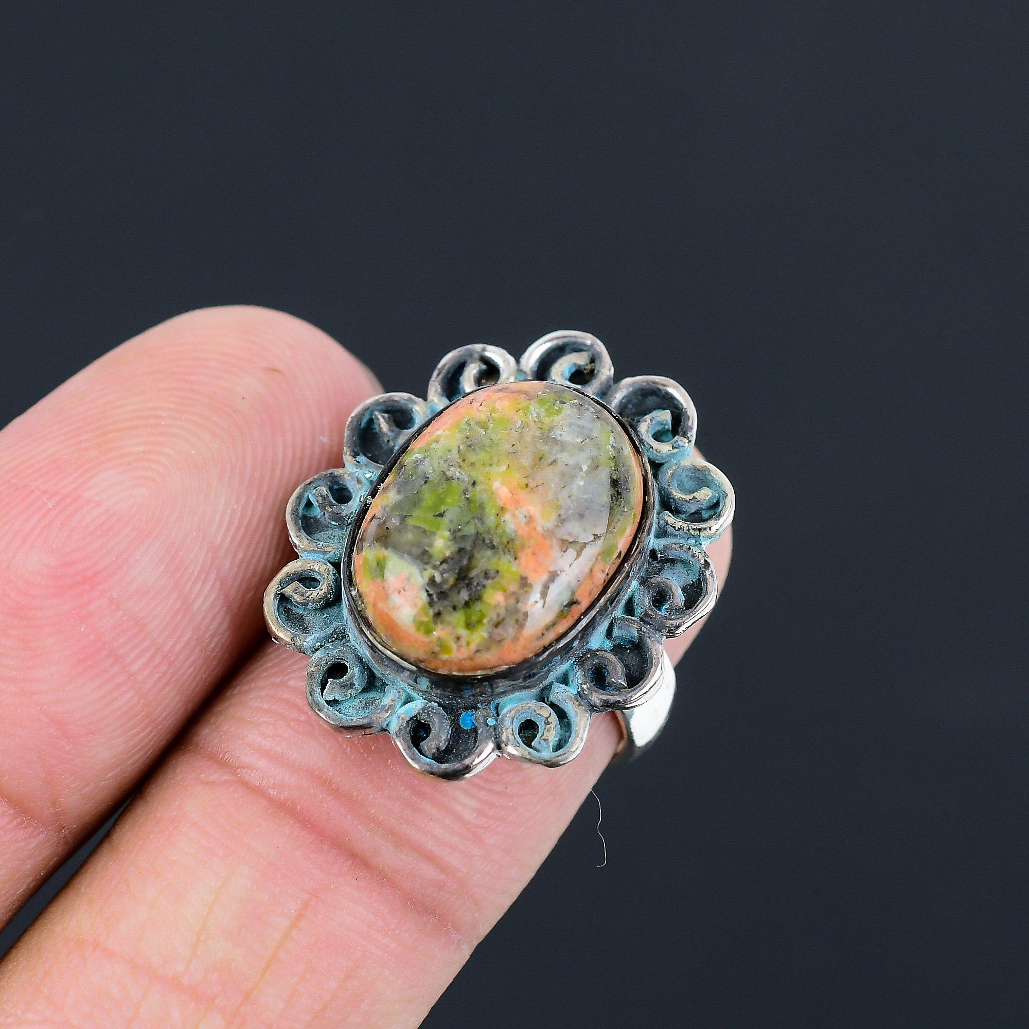 Mothers day Sale Unakite Gemstone 925 Sterling Silver Sister Ring Jewelry US 7 7