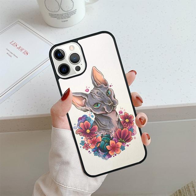 Tattoo Sphinx Cat Phone Case For iPhone 17 Air 13 12 14 15 16 Cover For Apple 14 15 16 11 Pro Max Plus Coque