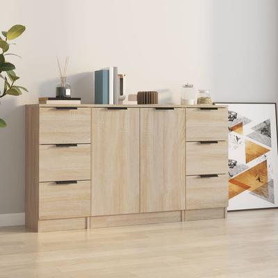 Vidaxl Cabinets, 3 Pcs, Sonoma Oak, Wood-Based Material