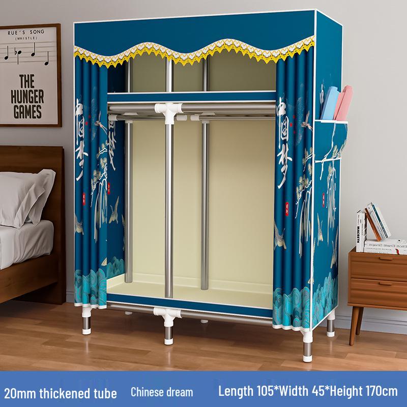 Thickened Steel Pipe Fabric Wardrobe for Dorm or Bedroom Storage