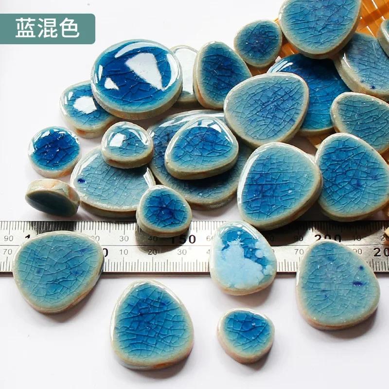 100g Oval Ceramic Mosaic Tiles Multi Color Mosaic Piece DIY Mosaic Making Stones for Craft Hobby Arts Home Wall Decoration arte