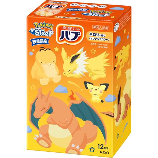 KAO Bub Pokémon Sleep Neroli Scent 12 Tablets Bath Additive    Quasi-drug    Carbon Dioxide Gas (Hot Bath)