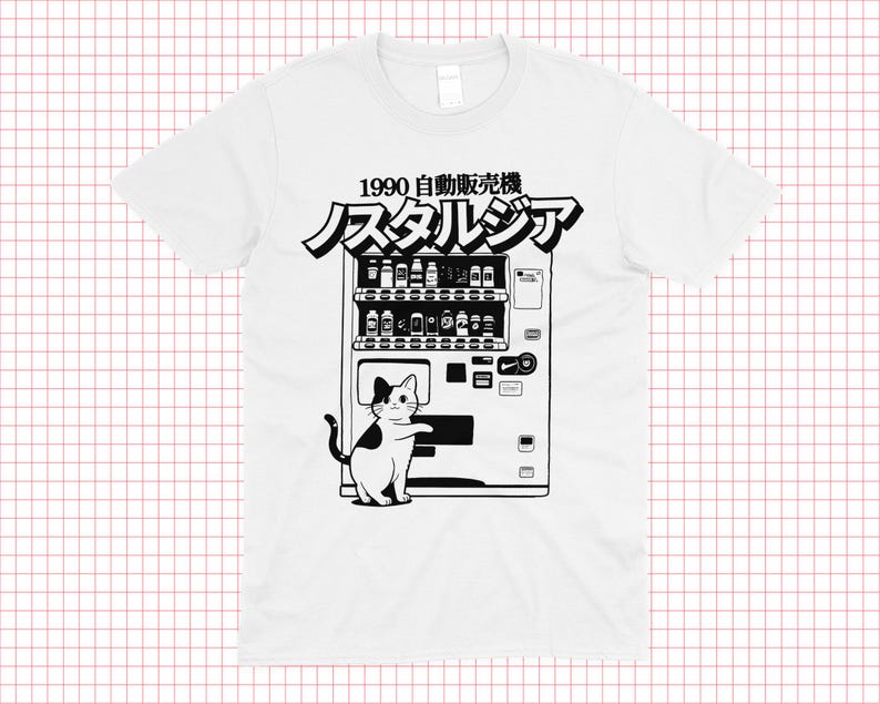 Retro Japan Cat Vending Machine Shirt, 90s Anime Tee, Harajuku Japanese Streetwear, Nostalgic Vintage Shirt, Japanese Aesthetics Top, Unisex 100