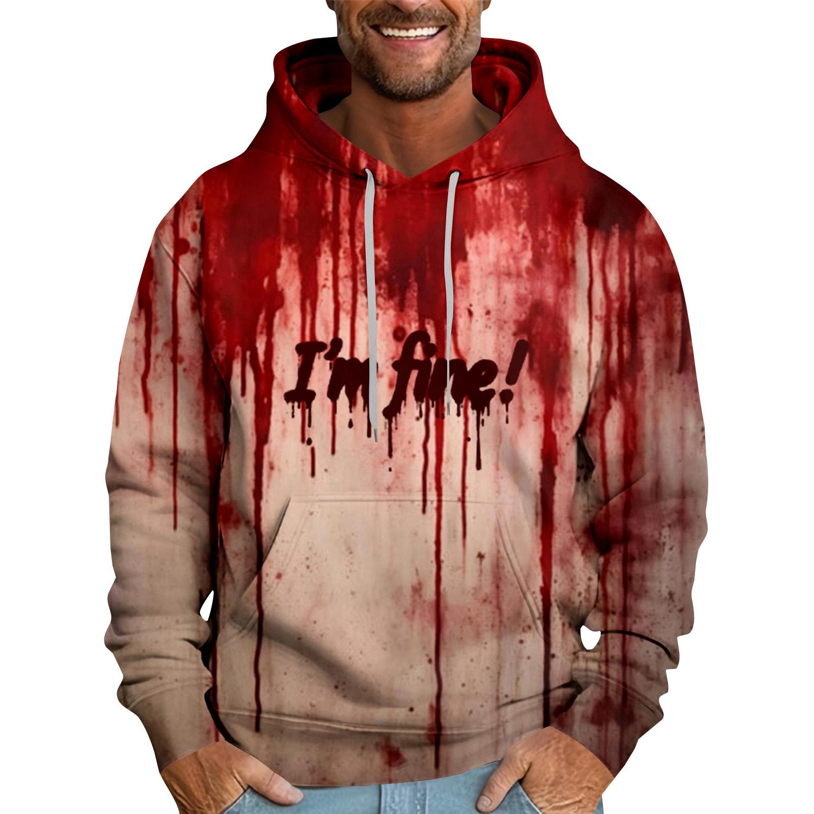 

Мужская толстовка с капюшоном свободного кроя с принтом «Кровавый Хэллоуин» XL