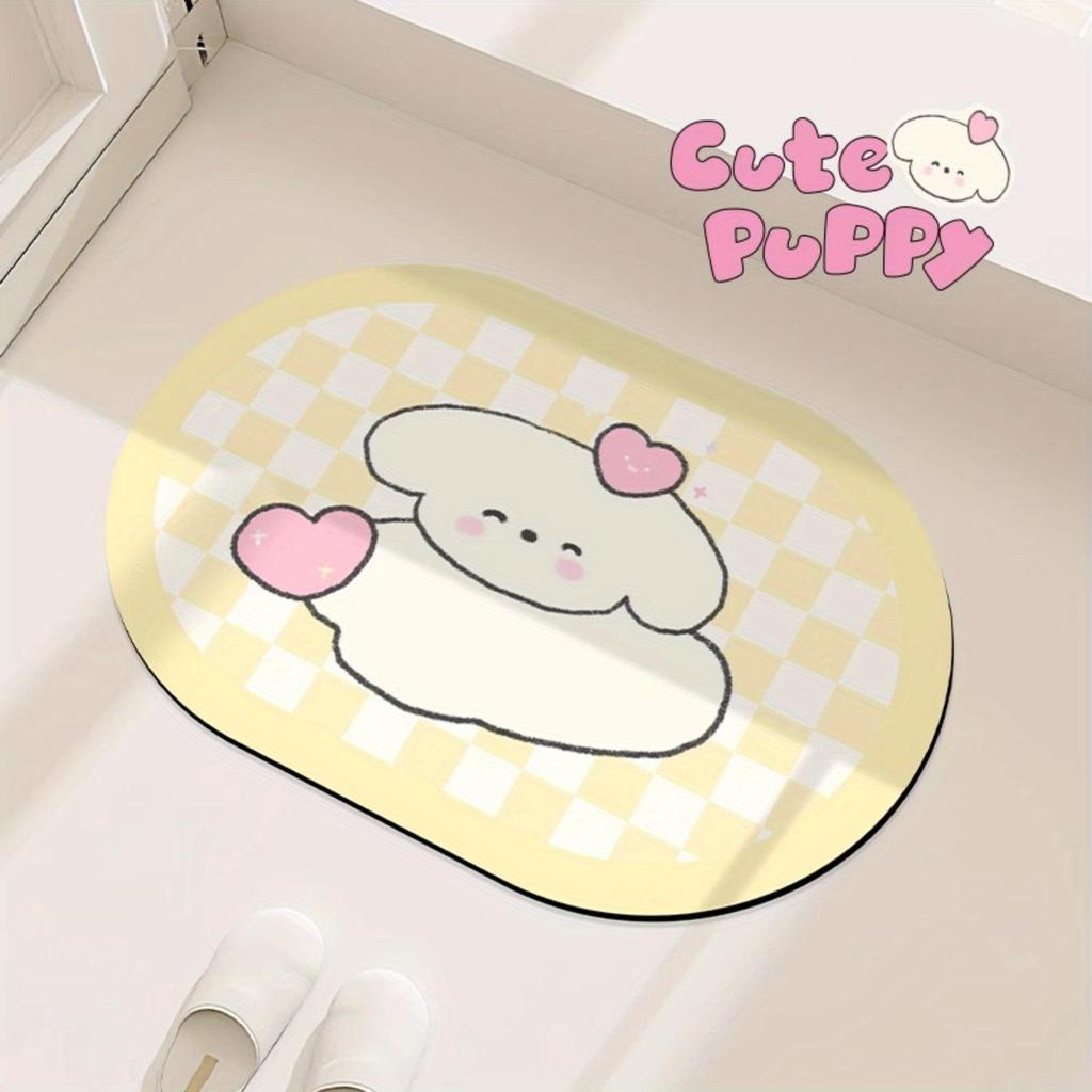 Cute Cartoon Anti-Slip Diatom Mud Bathroom Mat - Water Absorbent Foot Pad for Toilet Door