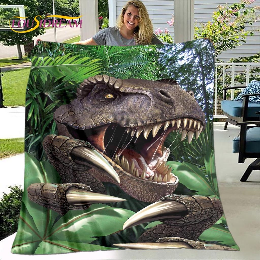 New Cartoon Jurassic Park Blanket,Flannel Blanket Throw Blanket,Soft Warm Blanket for Living Room Bedroom Beds Sofa Decor Gift