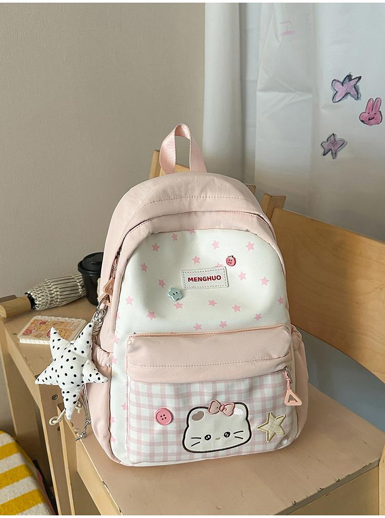 Schoolbag Girl Style Cute Star Schoolbag Female Junior High School Student Campus Cartoon Backpack Large Capacity High Value Backpack