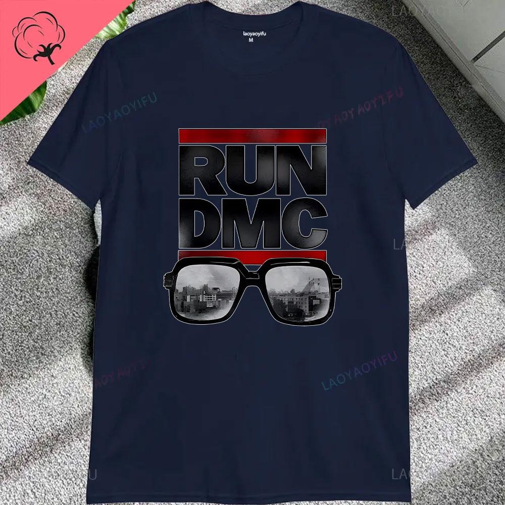 Vintage Run Dmc Hip Hop Rock Muisc Printed Graphic Male Tshirts Short Sleeve Streetwear Loose Women Tshirt Casual Fashion Tees