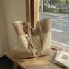Woven Straw Tote with Tassel Accent and Spacious Interior for Summer Beach or Casual Daily Use