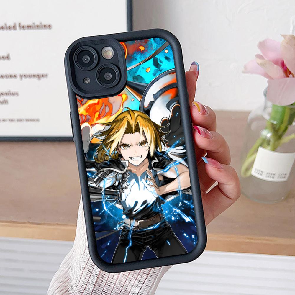 

Fullmetal Edward Elric Phone Case for iPhone 17 16 15 14 13 12 11 Air Pro Max Plus Black Soft TPU Shockproof Cover iPhone17 Pro Max
