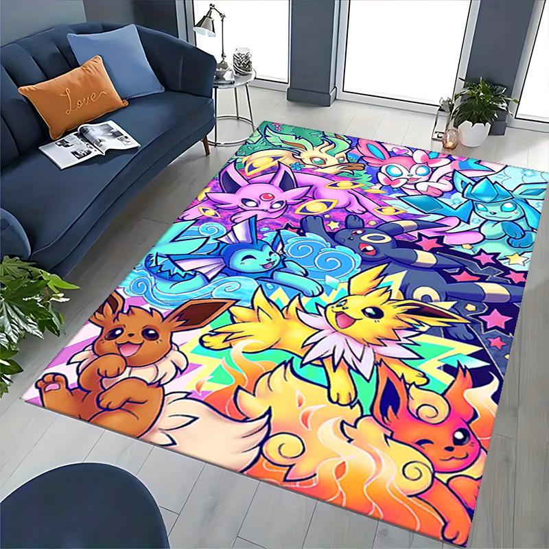 1pc Anime Pokémon Eevee Evolution Chair Mat - Office Desk Rug, Non-Slip Carpet for Home Decor, Gaming Room, Bedroom, Living Room, Birthday Gift, Seaso