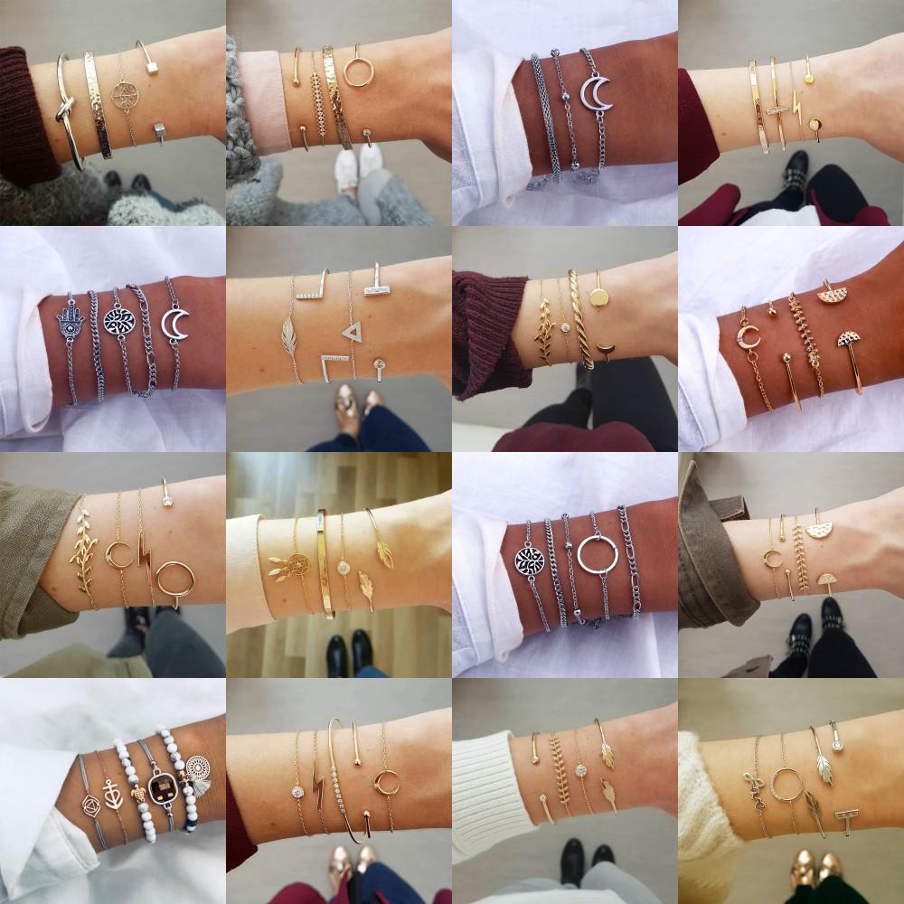 Buy Gold Twisted Bracelets Bangles Set Lightening Moon Nature Jewelry