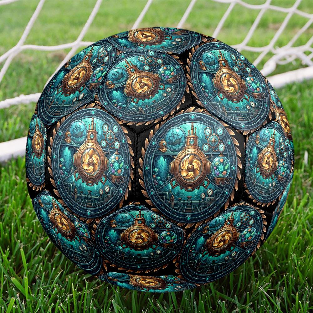 Steampunk Submarine Adventure Round Football Size 5 Adult Ball Suitable for Training Matches and Outdoor Team.