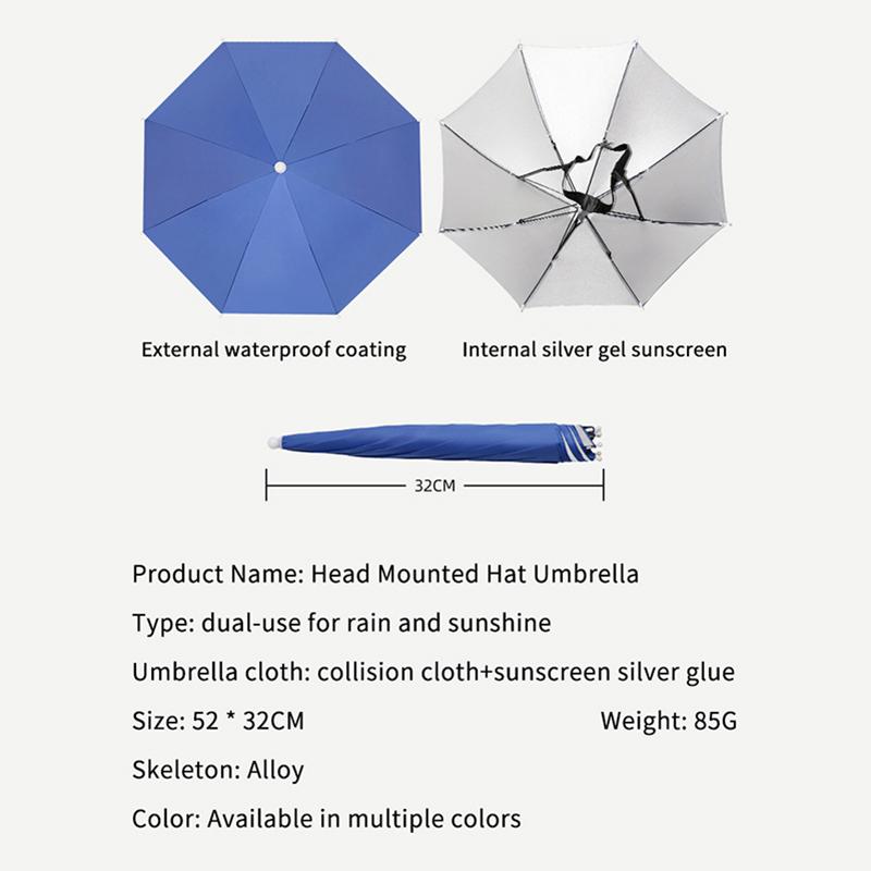 Portable Hands Free Umbrella Hat With Uv Resistance And Rain Proof Design Perfect For Hiking Fishing Gardening And Camping