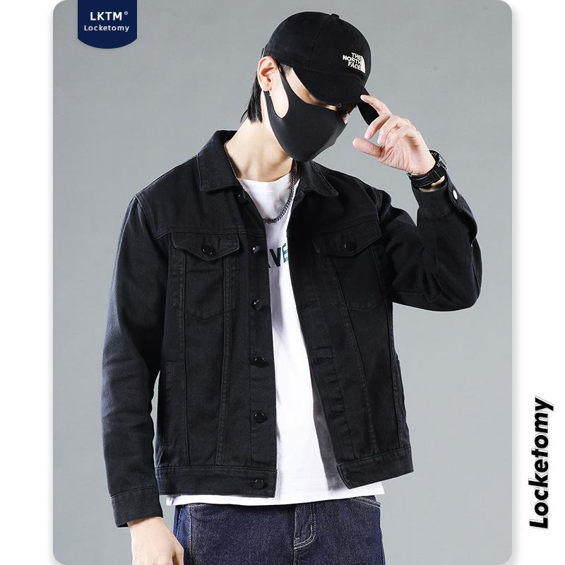 Herrenmode-Trend, Herren-Jeansjacke mit schmaler Passform, Herbst und Winter, neue vielseitige einfarbige Freizeitjacke, Herrenjacke