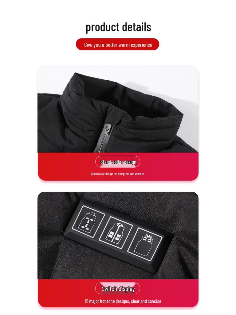 Herren Smart Beheizbare Weste mit Drei-Zonen-Steuerung, 15-Zonen-Technologie