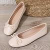 Women Patent Leather Bow Ballet Flats Round Toe Soft Slip On Daily Flat Shoes