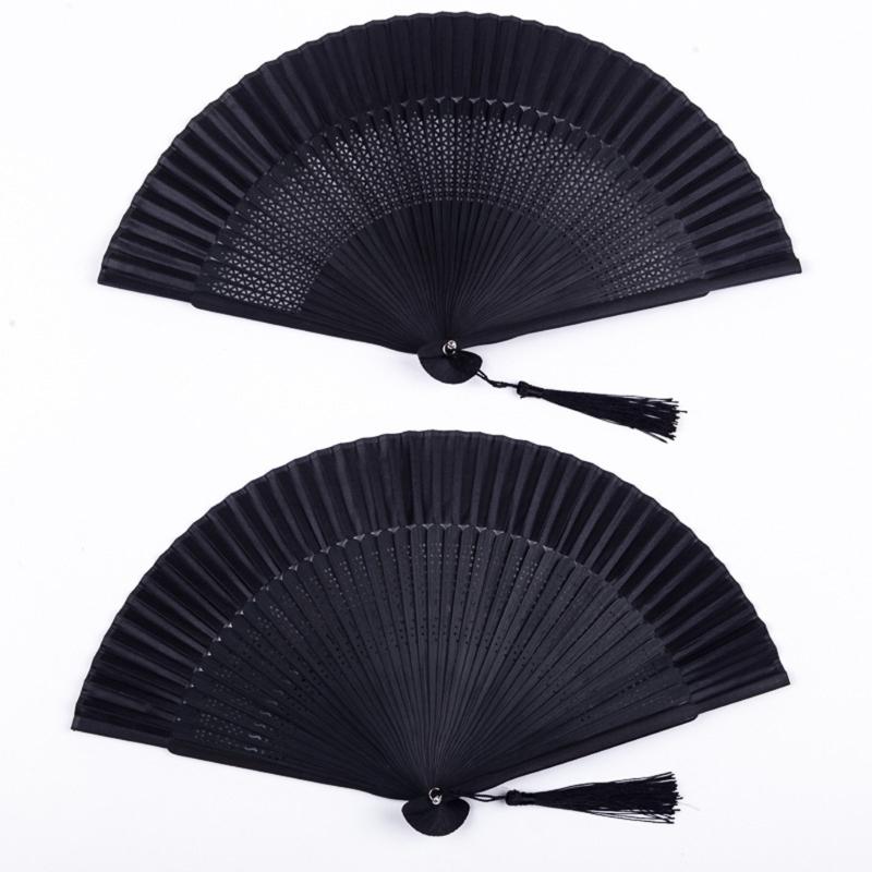 Foldable Black Fan Folding Hand Fan For Women Attire Women Bamboos Hand Fan Ideal For Parties Weddings And Decorations