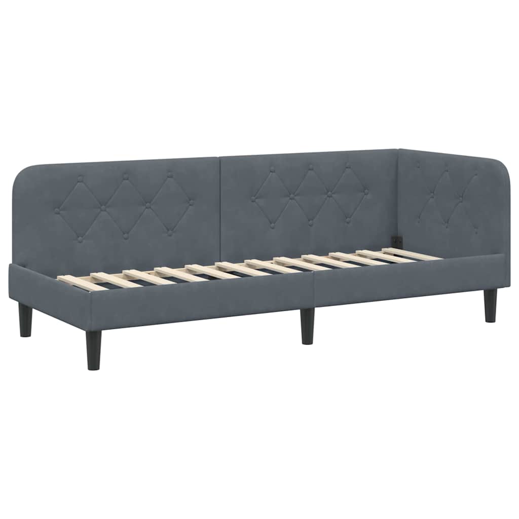Corner Bed Frame Dark Grey 80 X 200 Cm Velvet