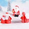 Miniature Christmas Village Houses Mini Christmas Glitter Snow Villa House Ornaments Christmas Decoration For Dollhouse Fairy Garden4pcsred