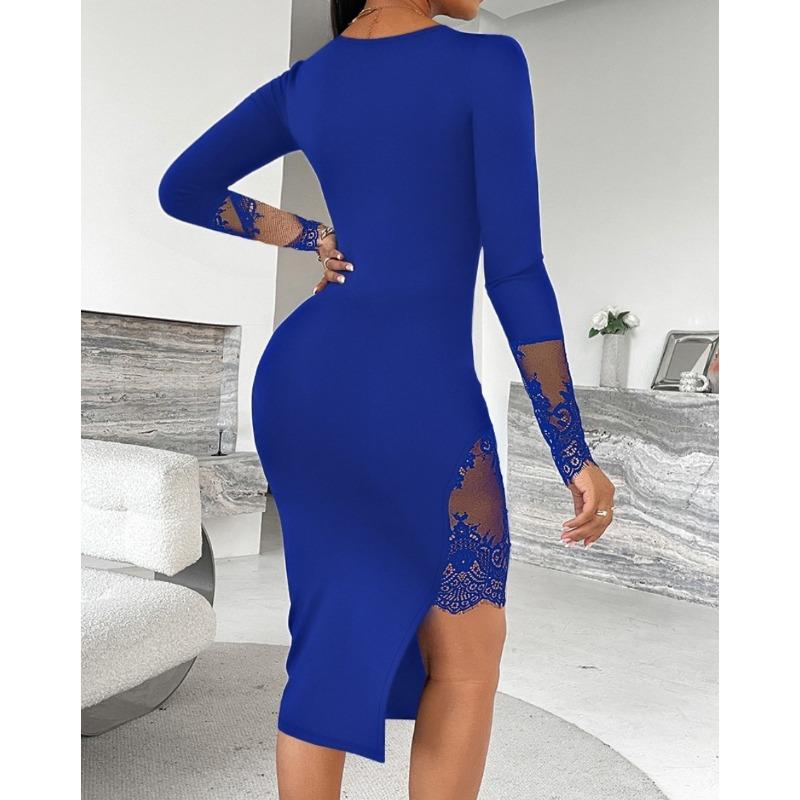 DAFIFY Damenmode Frühling Herbst Einfarbig Druck Langarm Quadratischer Kragen Hohe Taille Freizeitkleider