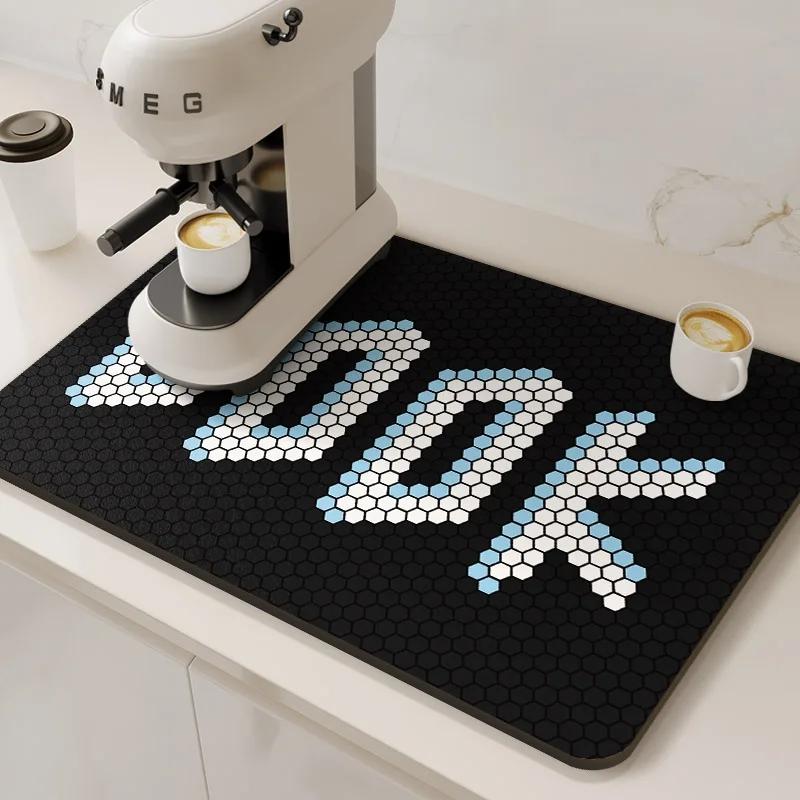 Large Coffee Machine Mat Absorbent Kitchen Dish Drying Mats Dry Drain Pad Tableware Non-slip Draining Placemat Home Decoration
