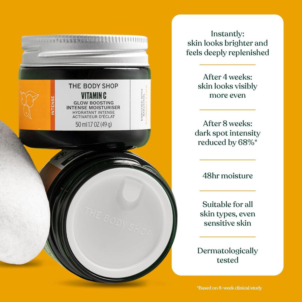 The Body Shop Vitamin C Glow Boosting Moisturizer 50ml | Hydrates Radiance | Softens Dull Skin | Vegan Skin Care