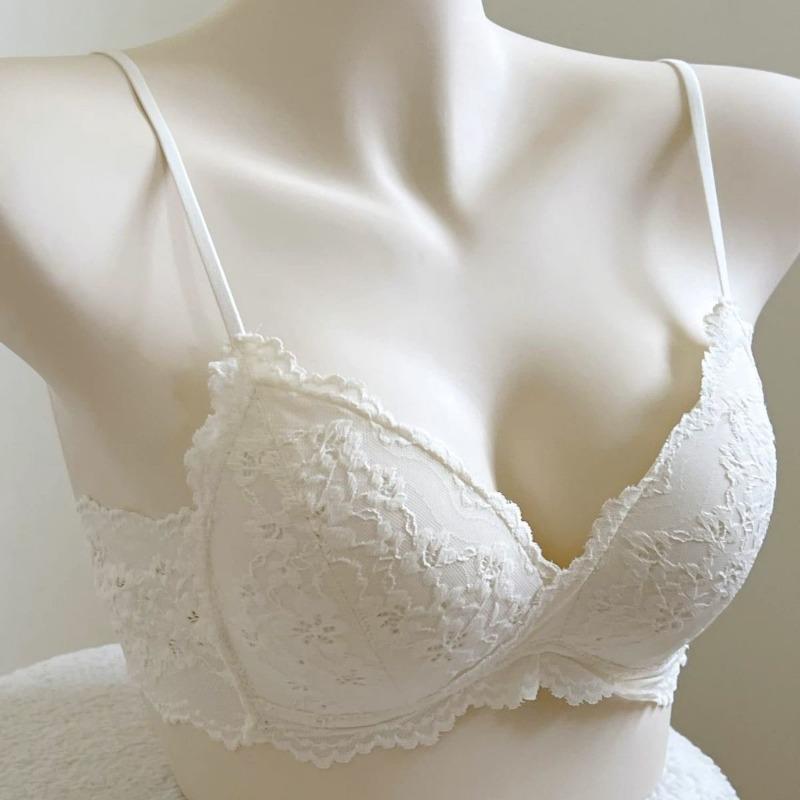 Women Lace Wireless Bra Thin Straps Push Up Comfort Everyday Lingerie