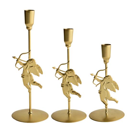 1/3Pcs Iron Art Cupid Candle Holder Vintage Metal Candlestick Home Living Room Wedding Party Taper Candle Stand Table Centerpiece Ornament