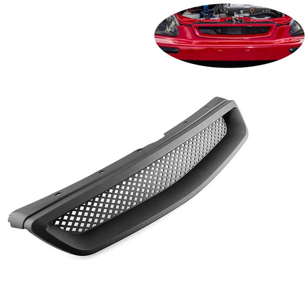 Bright Black Front Grille for 1996-1998 Honda Civic: Cross-Border Fitment & Modification
