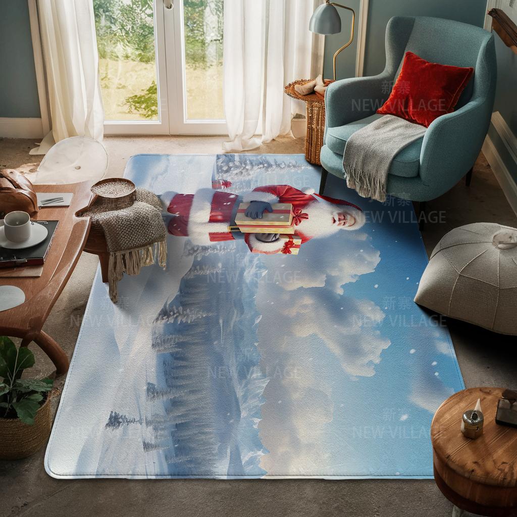 House Entrance Carpet Home Door Mat Living Room Bath Foot Bathroom Non-slip Water Absorption Rugs Bath Merry Christmas Winter