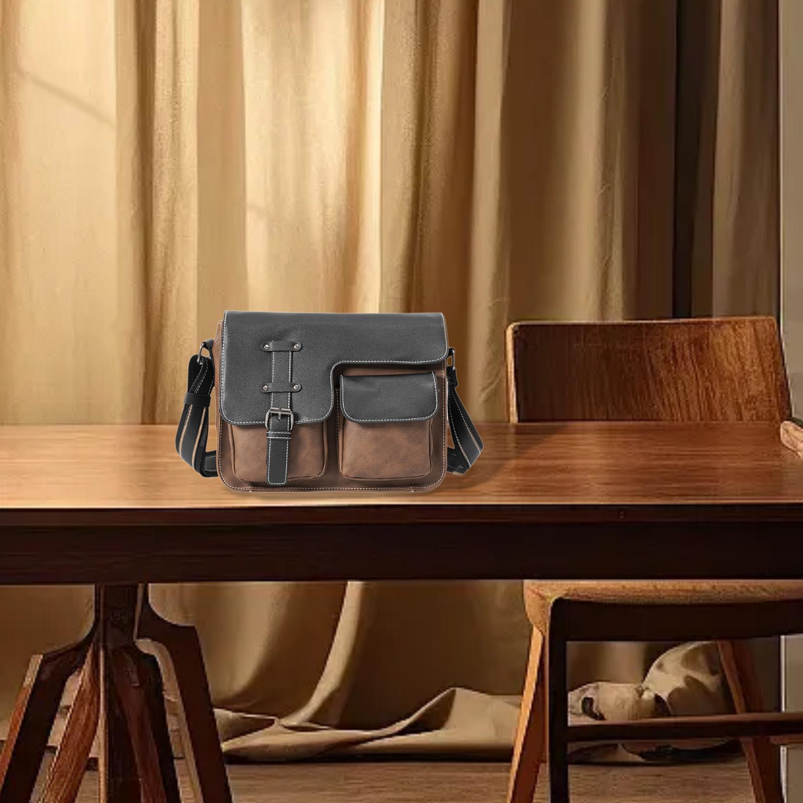 

Crossbody Messenger Bag Vintage with Adjustable Shoulder Strap Stylish PU Leather Sling Bag for Cycling Sport Walking Travel Gym